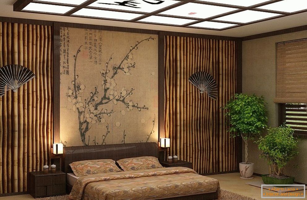 бамбуковые панели в интерьере японского стиля