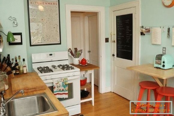 Модныя маленькія кухні 2016 - фота ў стылі рэтра Вінтаж