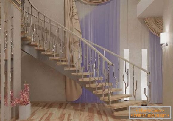 Ідэя дызайну хола з лесвіцай ў інтэр'еры прыватнага дома