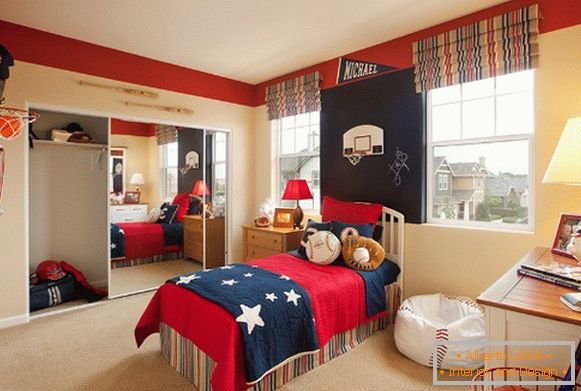 інтэр'ер дзіцячай спальні для мальчика в американском стиле