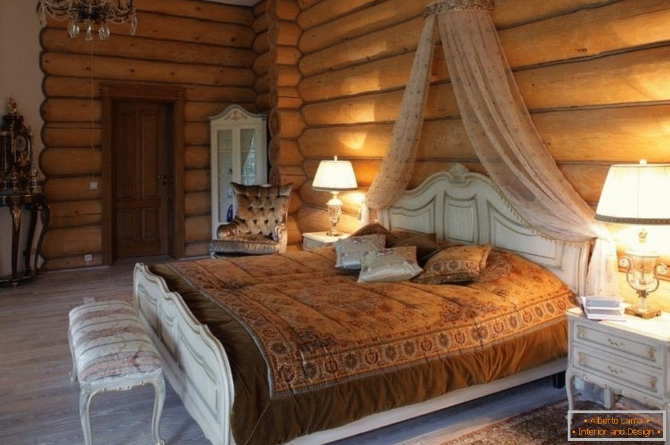 Спальня ў драўляным доме
