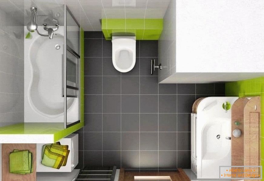 Дызайн-праект ваннай сумешчанай з туалетам