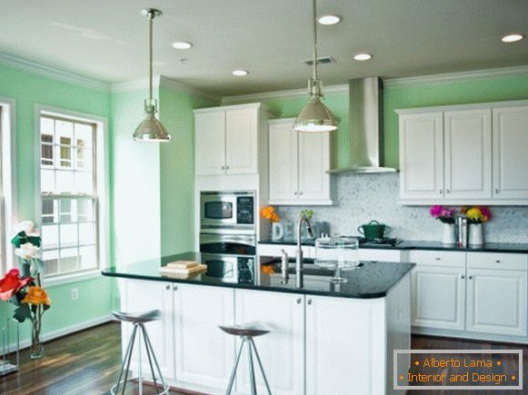 Кухня ў светла-зялёным колеры