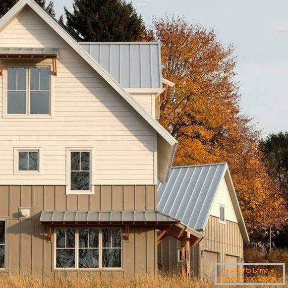 Якім колерам пафарбаваць фасад прыватнага дома - фота двухпавярховага дома