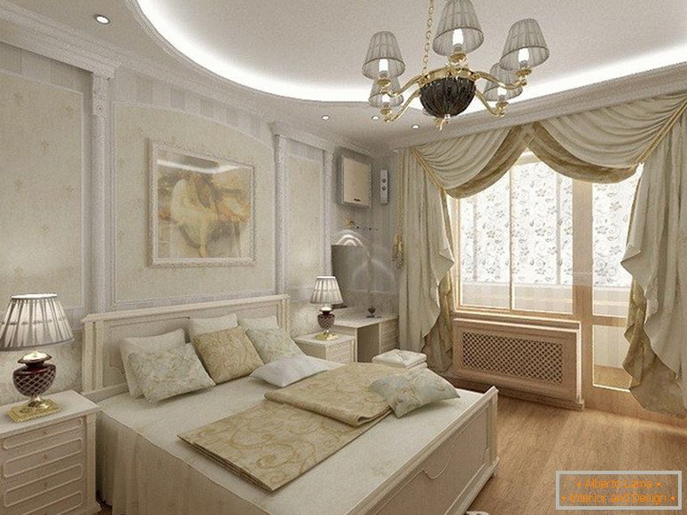 Дызайн-праект спальні ў класічным стылі