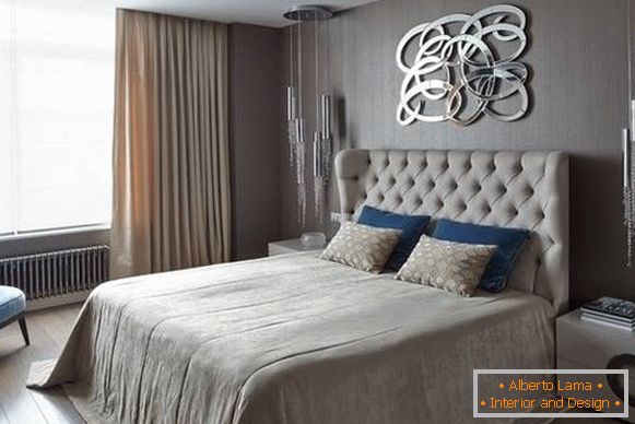 Дызайн інтэр'еру спальні ў сучасным стылі з ноткай luxury
