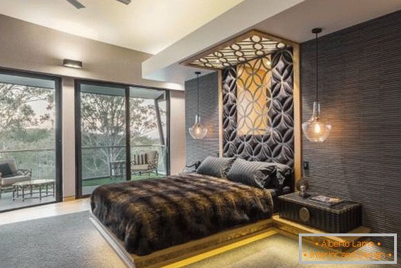 Дызайн спальні - фота ў сучасным стылі luxury