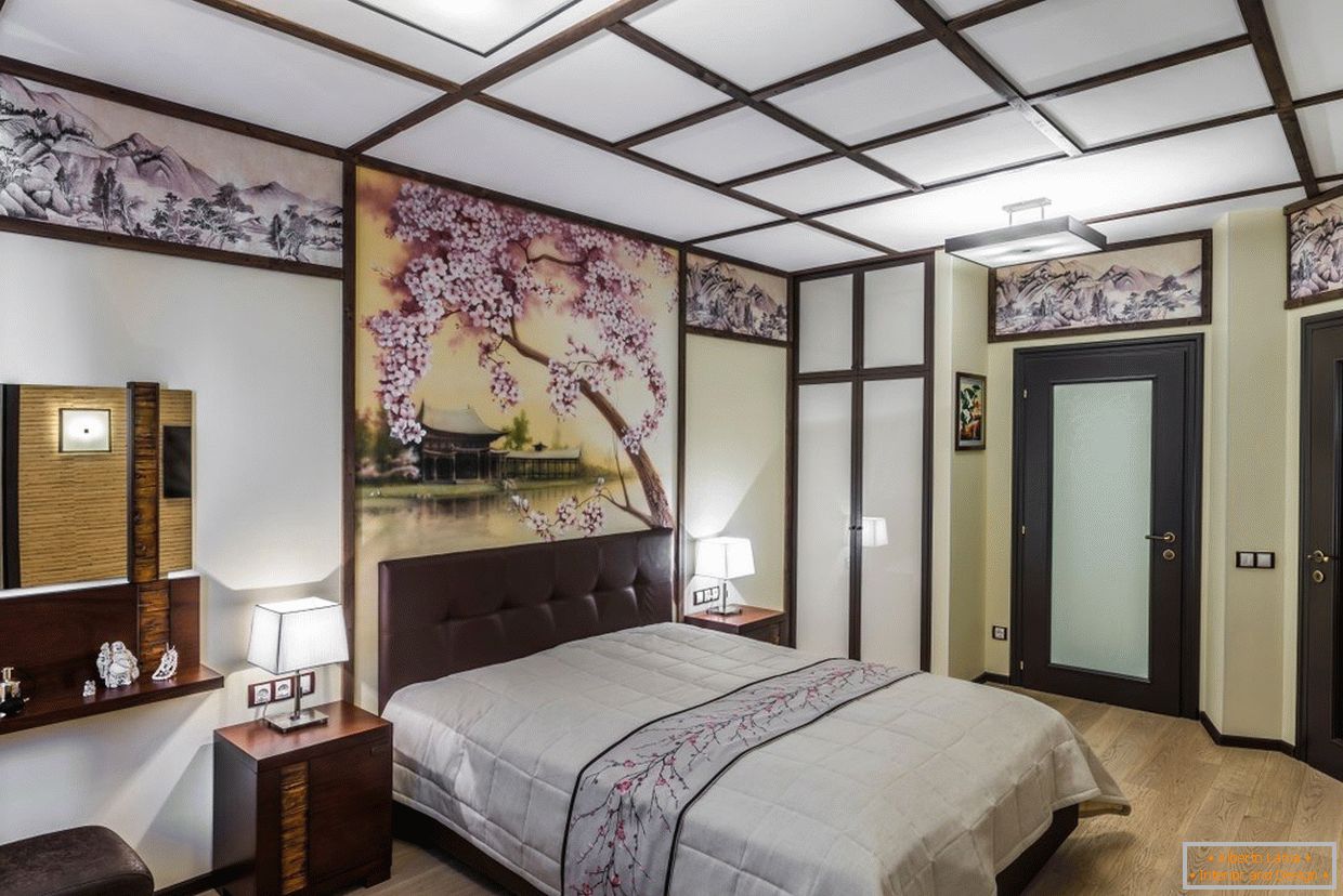 інтэр'ер спальні в японском стиле