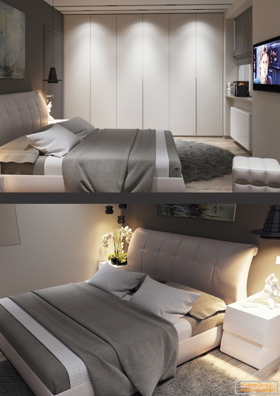 Прыклад дызайну інтэр'еру маленькай спальні на фота