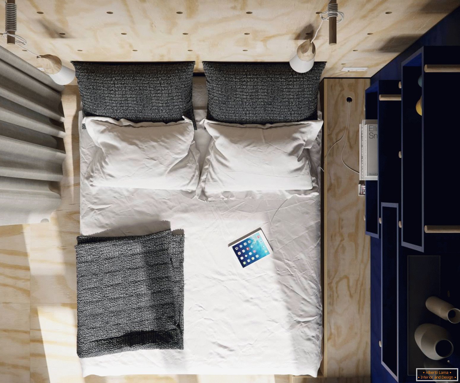 Прыклад дызайну інтэр'еру маленькай спальні на фота