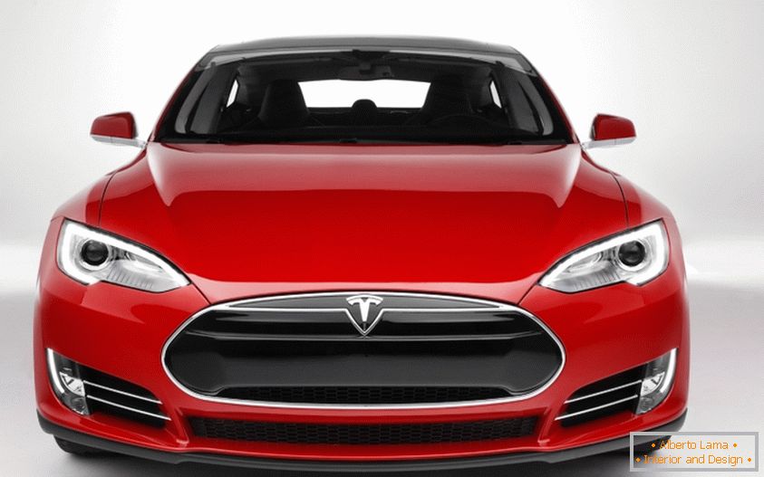 дызайн кузова Tesla в красном