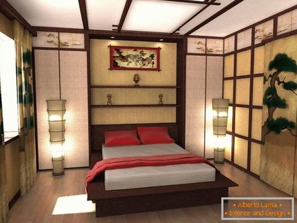 Японскі этнічны стыль у інтэр'еры - фота спальні