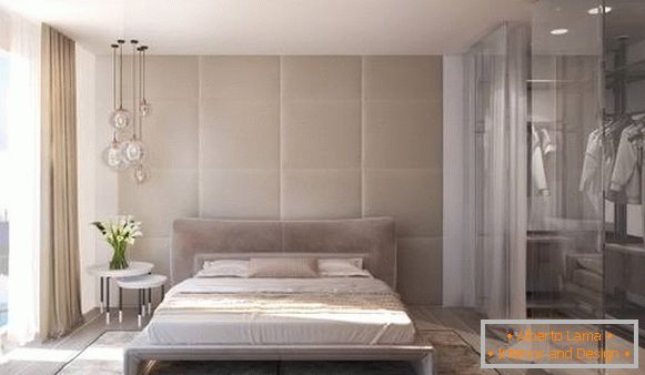 Сучасны дызайн спальні з гардеробной - фота
