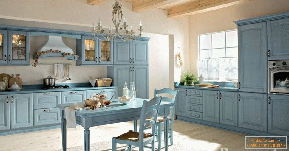 мэбля в кухне голубого цвета