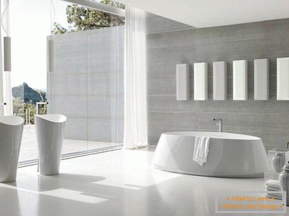Белая ванная комната в стиле хай тек