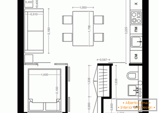 планировка двухкомнатной квартиры в стиле лофт