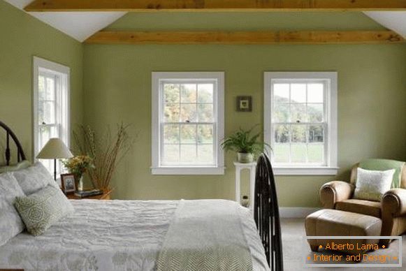 Дызайн спальні ў стылі Праванс - фото в зеленом цвете