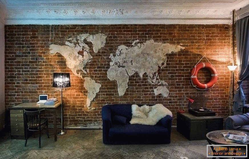 Карта свету на цагляным муры