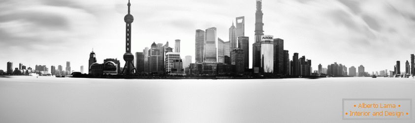 Чорна-белае панарамнае фота Сінгапура