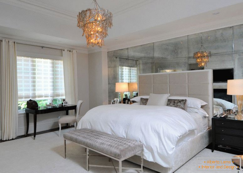 Люстэрка ў спальні - фота прыклады размяшчэння ў інтэр'еры