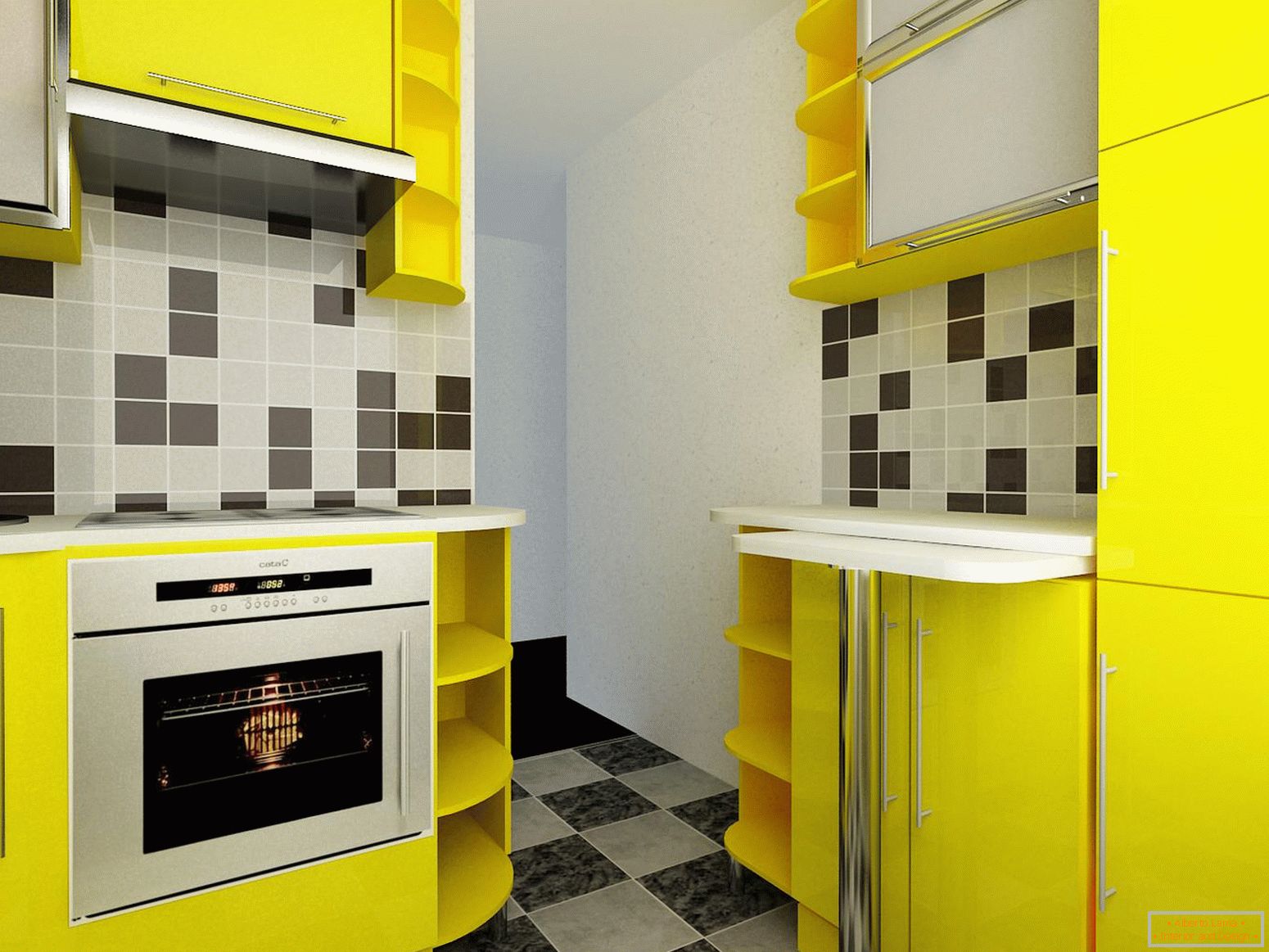 Маленькая кухня ў жоўтым колеры